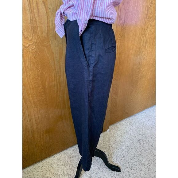 Rene Derhy Cropped Wide‎ Leg Linen Culottes Black Size M - Picture 4 of 12